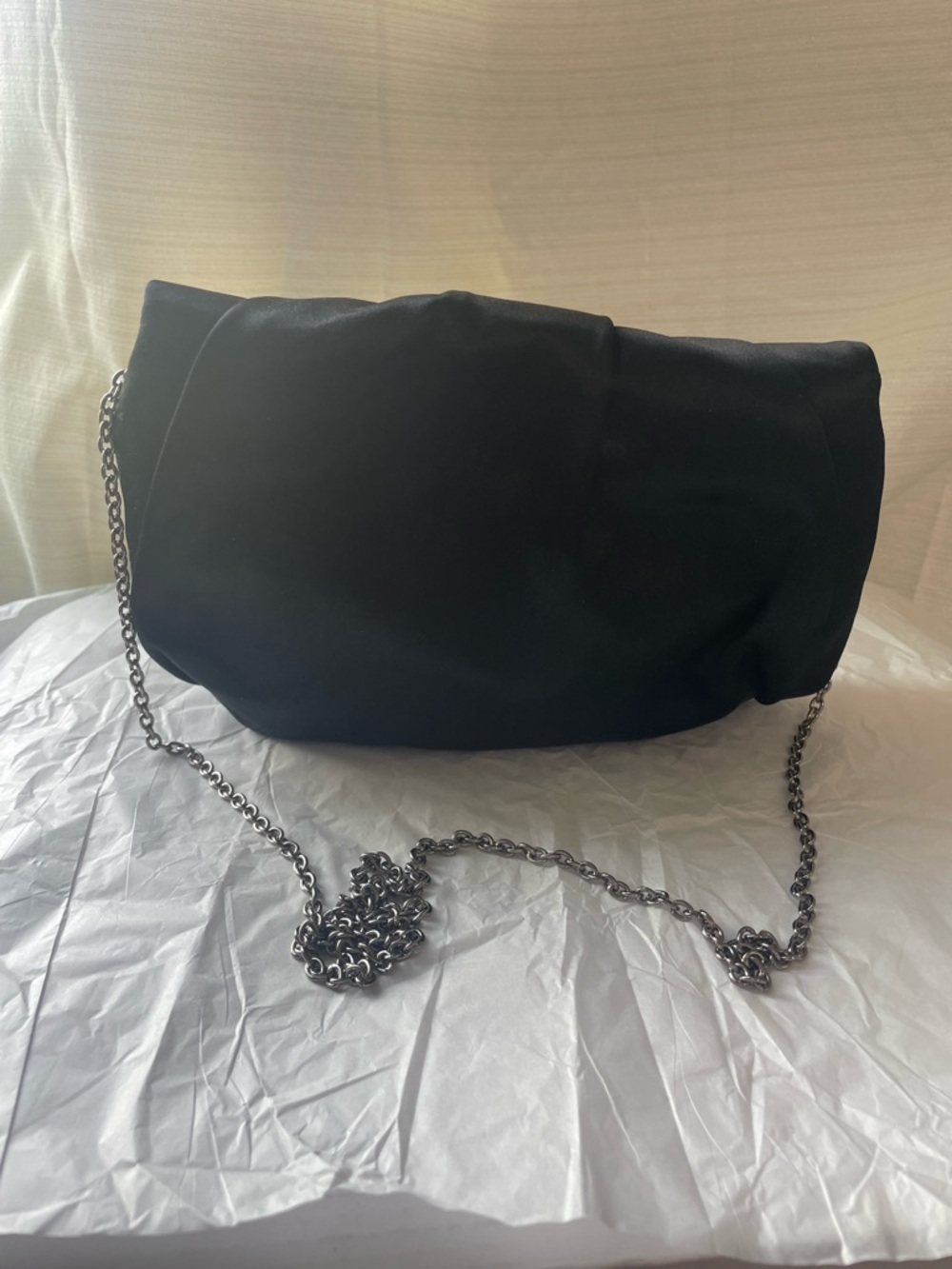 Henri Bendel Knot Mi Satin Clutch Shoulder Bag Black NWOT Henri Bendel - Picture 10 of 17
